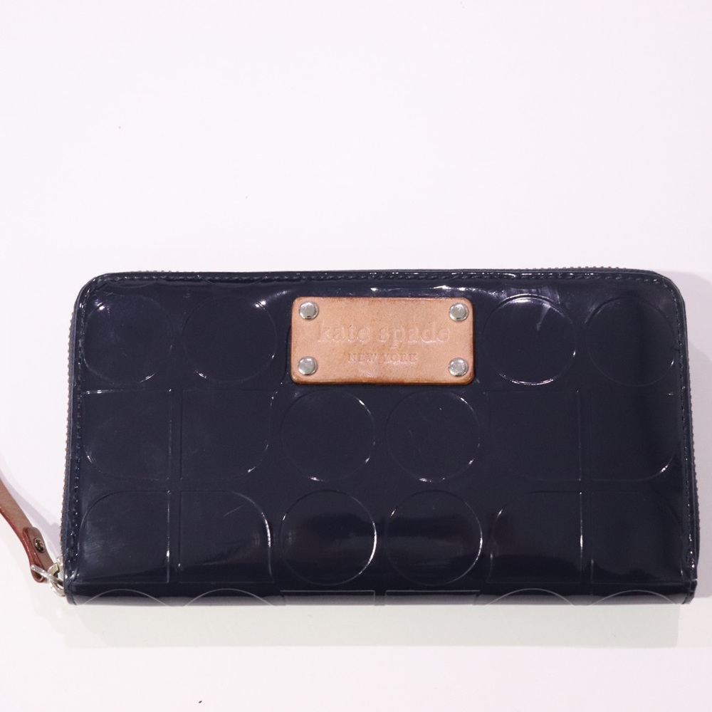 Kate Spade Navy Patent Leather Zip Around Wallet